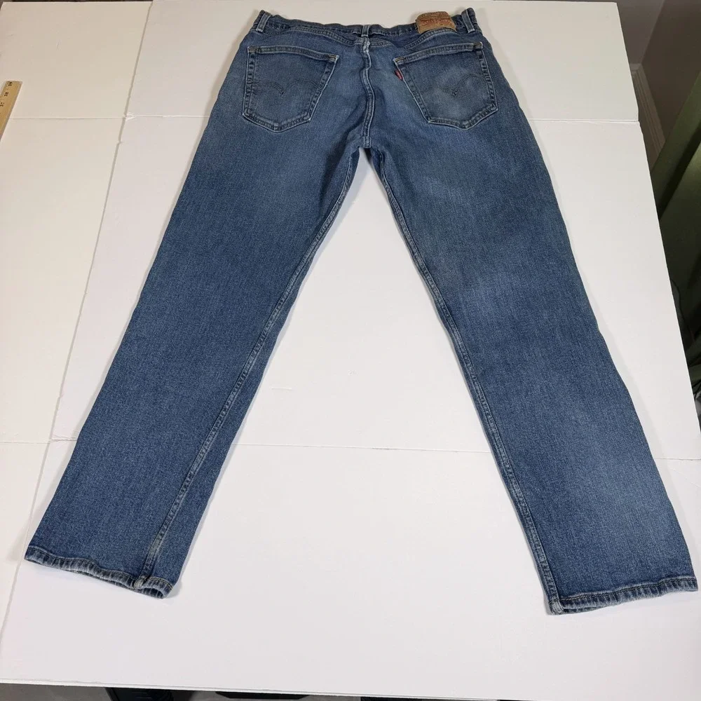 Levi's 505 Jeans Mens 36x32 Blue Denim Faded Distressed Boho Streetwear Grunge